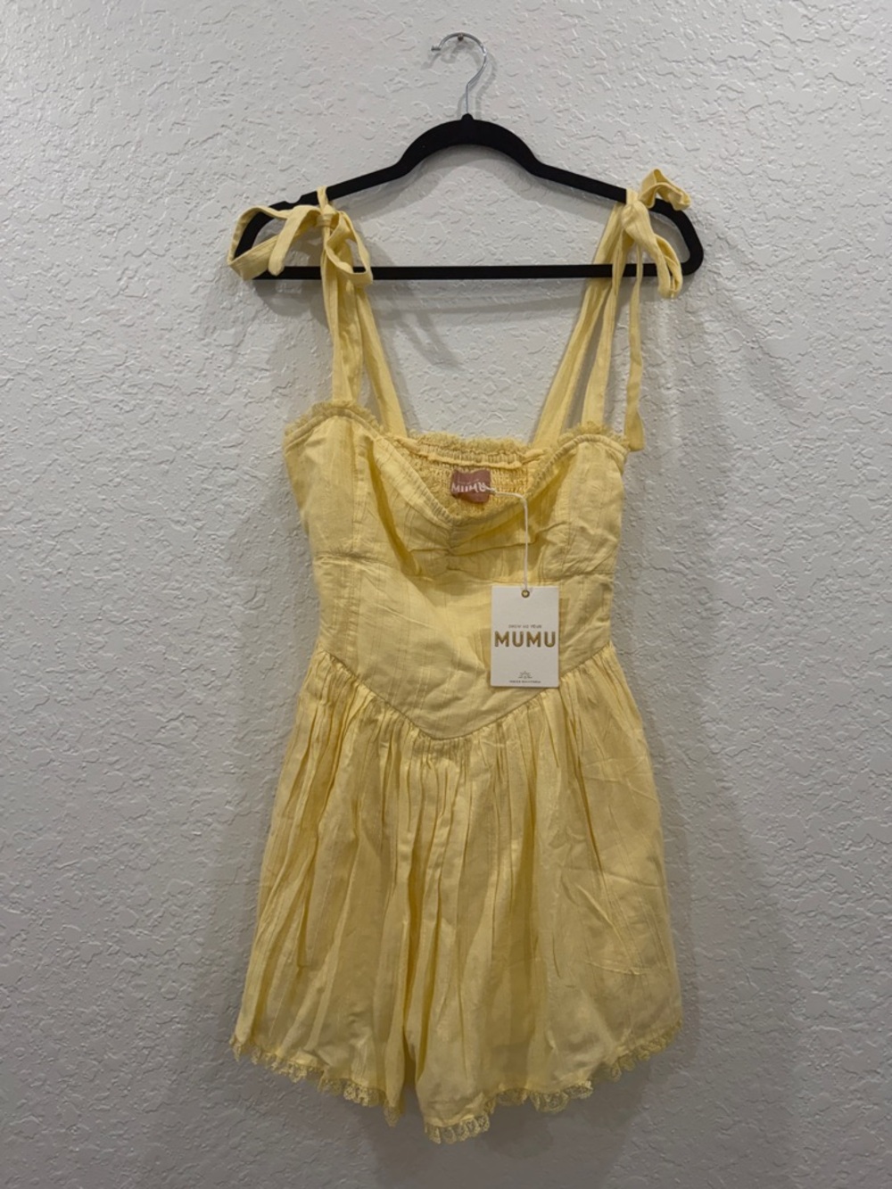 Show Me Your MuMu Yellow Tie-Strap Sundress Romper NWT